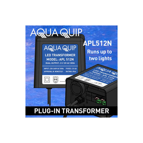 Aquaquip LED Transformer 2 x 30VA - Plug In