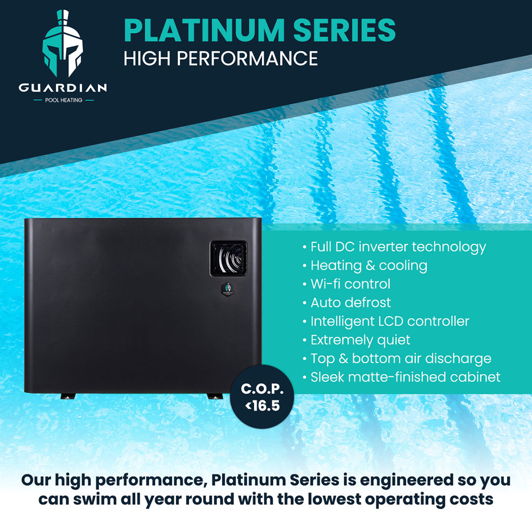 Guardian Platinum 30kW Inverter Pool Heat Pump High COP 16