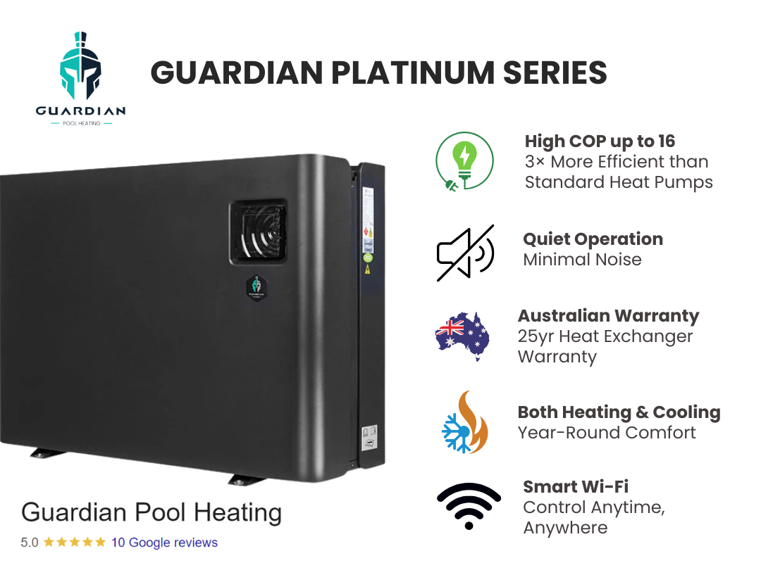 Guardian Platinum 17kW Inverter Pool Heat Pump High COP 16