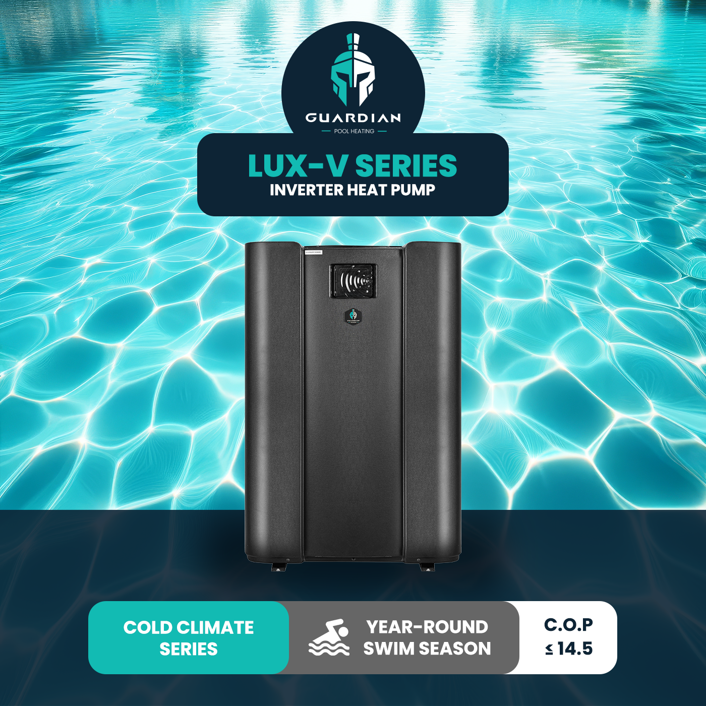 Guardian Lux-V 17kW Pool Heat Pump – Top Discharge, Full DC Inverter