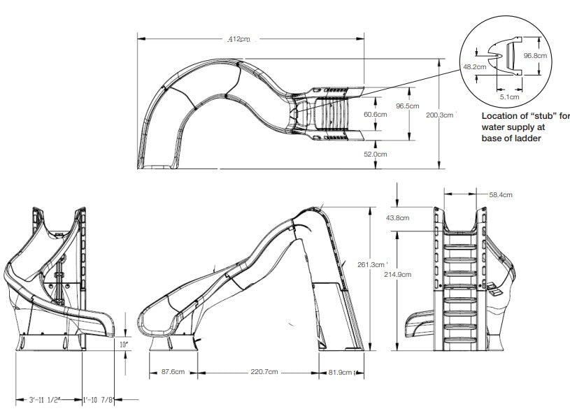 TURBOTWISTER® POOL SLIDE (Sandstone - Left Curve)