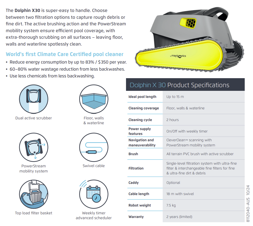 Maytronics Dolphin X30 Robotic Pool Cleaner