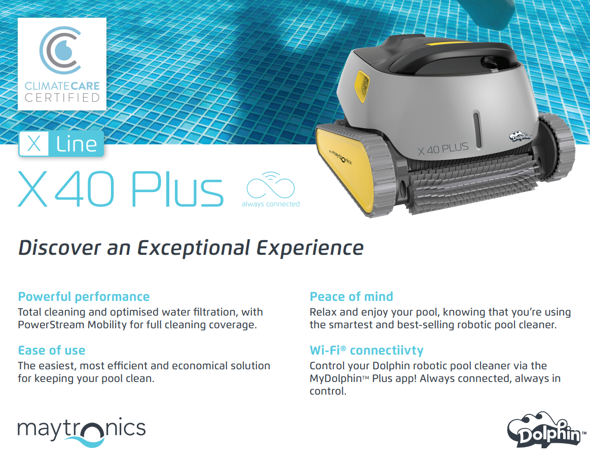 Dolphin X40 Plus Robotic Pool Cleaner with 18m Cable - Includes Caddy