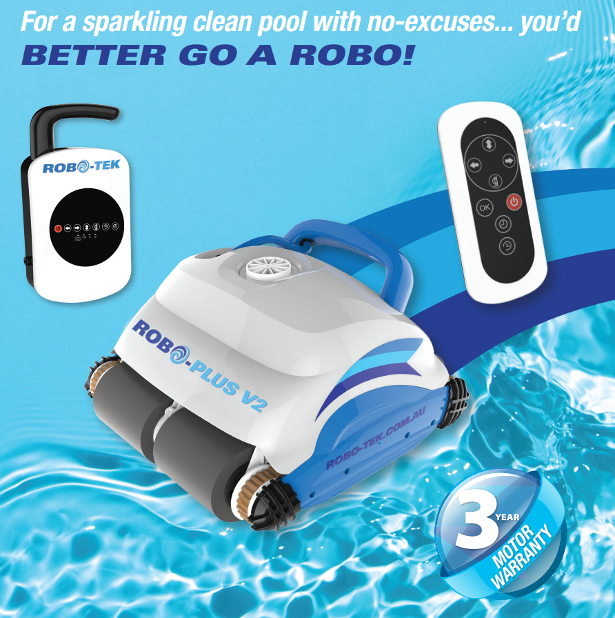 Robo-Tek Robo Plus V2 Robotic Pool Cleaner with Remote & Caddy